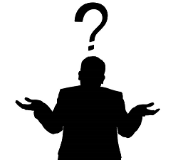 silhouette of man with question mark above head